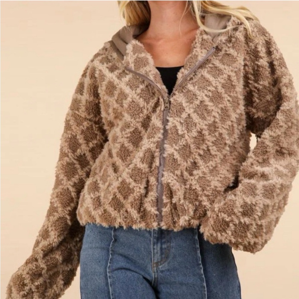 Teddy M Sherpa Hooded Jacket NWT
